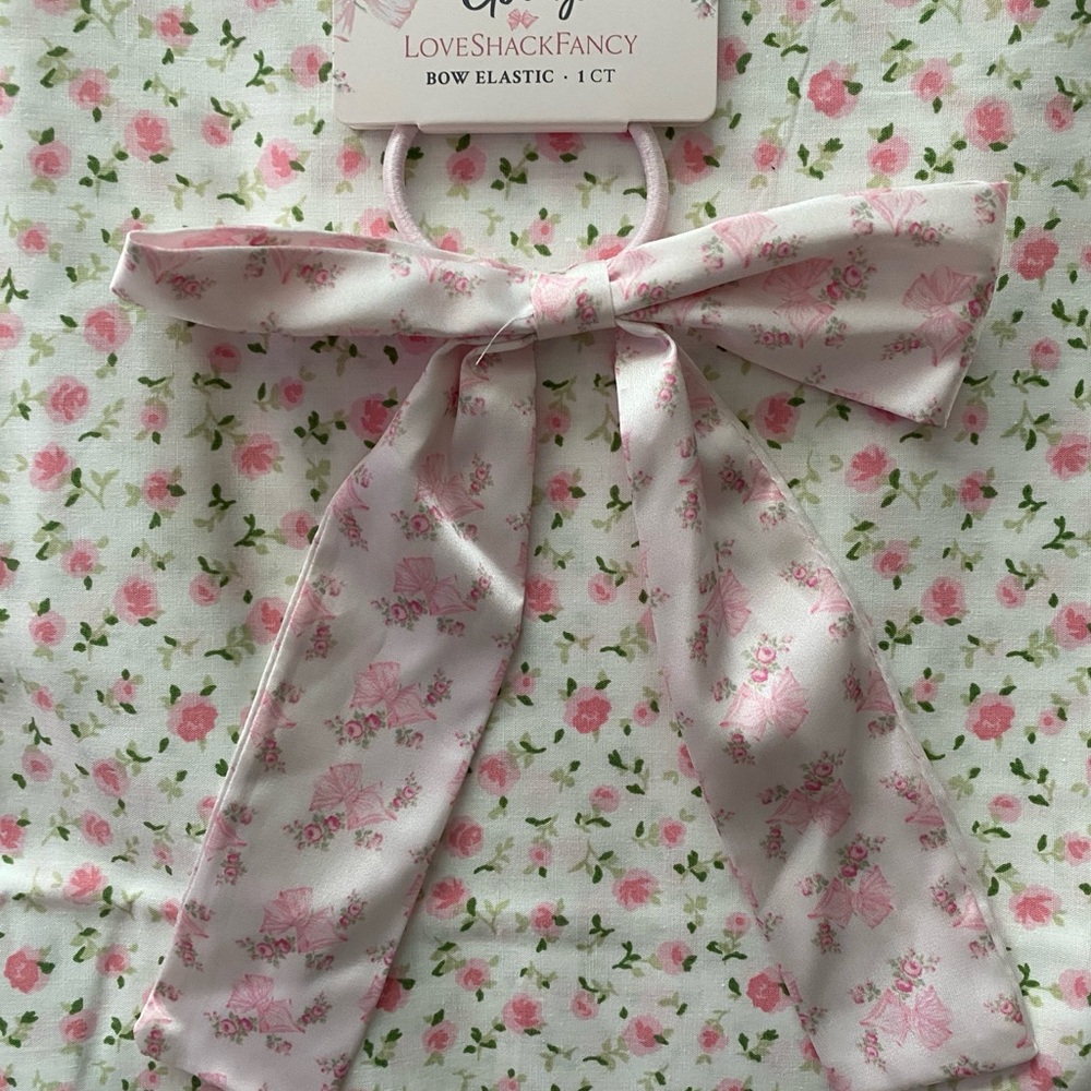LoveShackFancy Pink Floral Bow Elastic